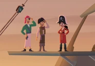 Chris, Martin, and Aviva during pirate role playing