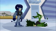 Chris is lying on the floor.