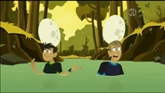 The Kratt brothers with Plato's eggs on their heads