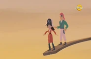 Aviva and Martin on the plank during pirate role playing