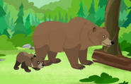 Mama Grizz foraging with Little G and a miniaturized Chris