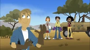 From left to right: Martin (in the front), Jimmy, Aviva and Koki are ready to take the raptors out of Gourmand's plane.