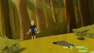 Martin finding Plato stranded on the riverbank