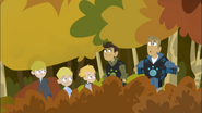 From left to right: Gavin, Ronan, Aidan, Chris and Martin behind a bush