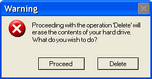 A Windows XP error message generated by Atom Smasher.