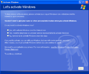 Microsoft  product activation window.