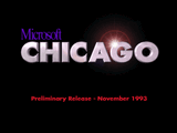 Windows Chicago(빌드 73)부팅 화면.빌드 81 은 빌드 73g 을 따릅니다.이 빌드 81 은 빌드 73g 을 따릅니다. 날짜 스탬프는 1994 년 1 월부터라고 말합니다. 세 개의 시작 버튼이 하나로 결합됩니다. 그러나 8 문자 폴더 제한으로 인해 시작 메뉴 항목