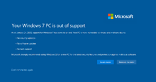 Windows 7 message After 2020
