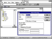 Windows 3.11 for Workgroups File Manager file sharing.