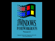 Microsoft Windows for Workgroups 3.11 logo screen (French) (1993-2001).