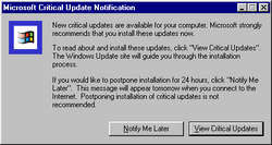 Windows 98 - Critical Update Notification