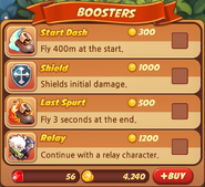 Boosters and their respective prices.