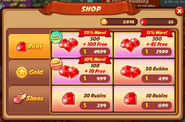 Rubies can be purchased from Shop, but only using real world Cash.