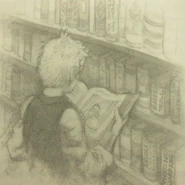 Janner reading about his ancestors