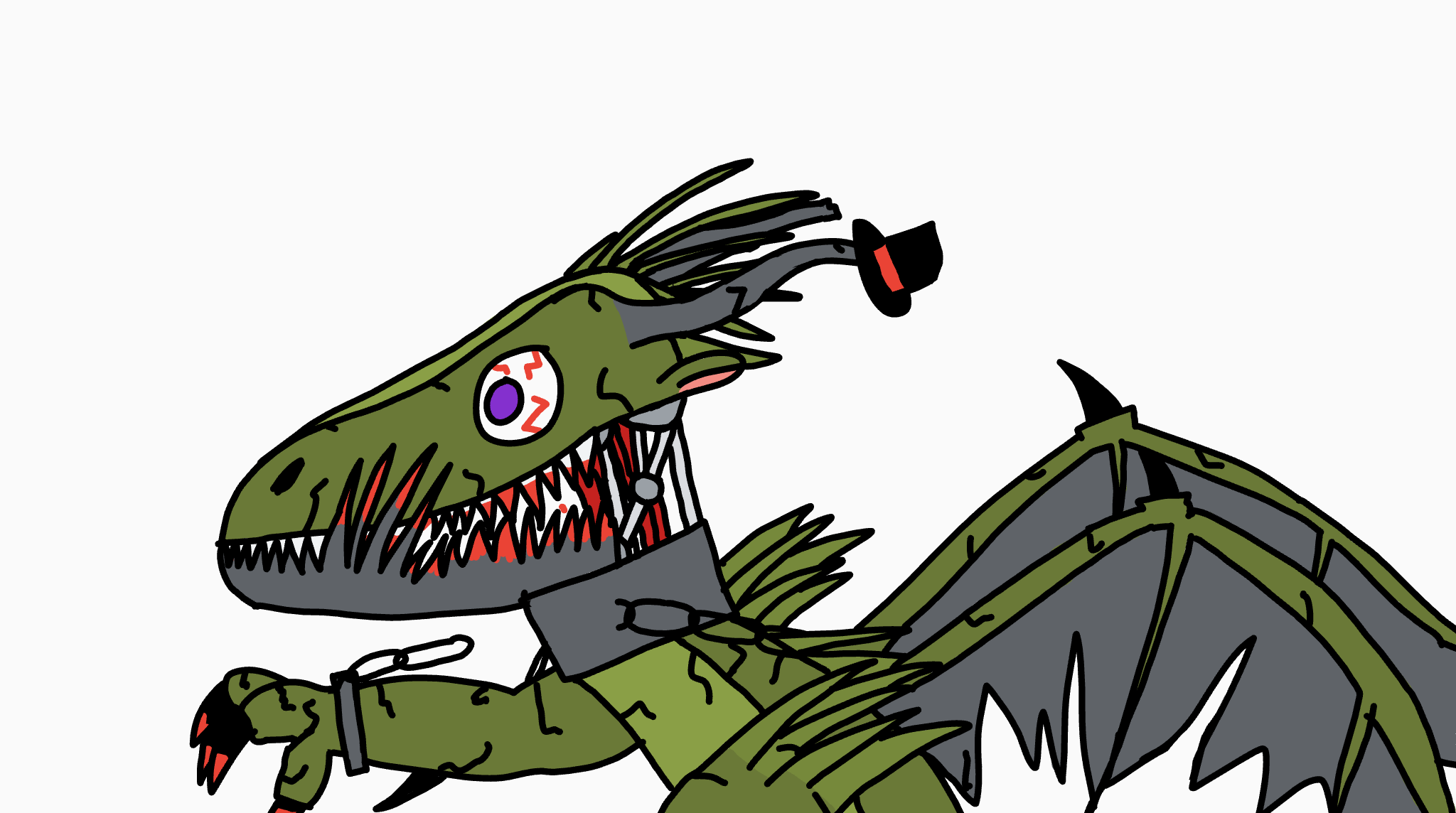 SCP-682 in limited color pallete (pretty dumb to use green pallete