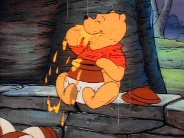 winnie the pooh covered in honey