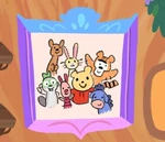 Drawing of her with her friends in Disney Junior's World of Play game on the Disney now app.