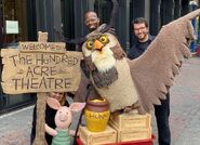 Chris as Owl for unknown reasons (and Emmanuel Elpenord (owls actor in the show) performing the left wing also for unknown reasons