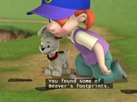 Buster discovers Beaver's footprints.