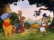 Pooh and the gang preparing for a bee war.