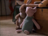 Rabbit and Piglet are both real stuffed rabbit and pig