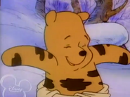 Pooh Bear pretending to be like Tigger