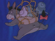 At first, Eeyore has some trouble with his parachute...