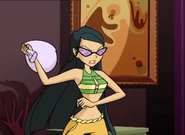 Mitzi's lenses are purple instead of clear.