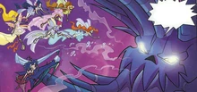 The Winx and Trix approaching the Jaws of the Abyss.