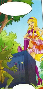 Stella confronting the goblins.