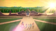 When Riven is walking to the gate of Alfea, Sky is missing.