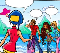 Marzia catching Jordan with Aisha and Alice.