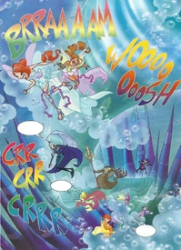 Everyone being sucked into the newly-formed crevice.