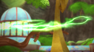 Roy launches a bolt of electricity at Nex.