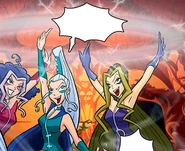 The Trix reveling in their newfound powers in Magic Battle.