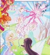 A flashback of Aurora, Diana, Sibylla and Morgana defeating Yllidith in the Siege of Tir Nan Og in The First Fairy Hunter.