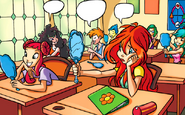 Bloom unable to change her hair in Wizgiz's class exercise in The Secrets of Alfea.