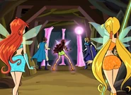 Aisha's incorrectly colored legs and her Winx shoes are orange instead of green.