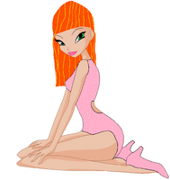 Katherine's pink model swimsuit