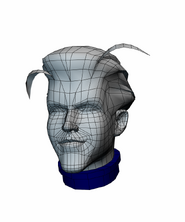 Head render, wireframe.