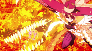 Ayaka Kagari battling with the Fire Dragon