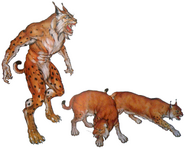 A werecat surrounded by lynxes – concept art for Reasons of State