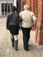 Andrzej Sapkowski and Lauren Schmidt Hissrich finding their way through the city of Łódź