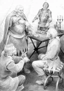 Denis Gordeev Vissegerd.jpeg (329 kB) Vissegerd, Jaskier, Geralt y Daniel Etcheverry - ilustración por Denis Gordeev