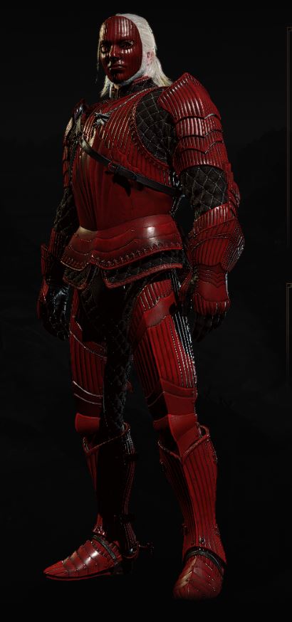 Hindarsfjall Heavy Armor, Grandmaster Legendary Ursine Gauntlets dyed red,  Mahakaman Trousers, Nekker Hide Boots | Armor, Witcher 3 armor, The witcher