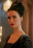 In Season 3 (using an illusion to hide her disfigurement)