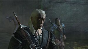Geralt and Yaevinn in the zeugl's lair