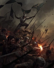 Infantaria escrava durante um combate.