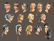 Concept art for Ciri's hair in The Witcher 3