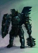 A detailed sketch of the armoured mutant, the Flaming Rose emblem on his chest.